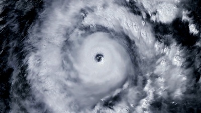 从太空，卫星看，飓风风暴龙卷风席卷地球。