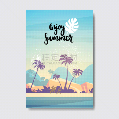 证章,夏天,地形,海滩,棕榈树,计划书,浮标,信函,日落,问候