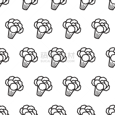 seamless pattern broccoli hand drawn