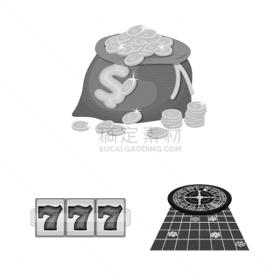 赌场,设备用品,单色调,计算机图标,分离着色,商务,布置,刺激,收集