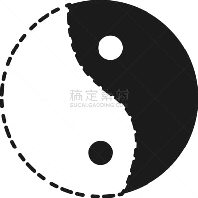 阴阳符,图标,分离着色,白色,亚洲,平衡,全球通讯
