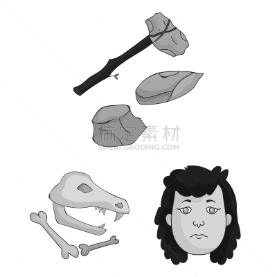 计算机图标,新生活,石器时代,黑白图片,分离着色,时间,人,男人,布置,收集