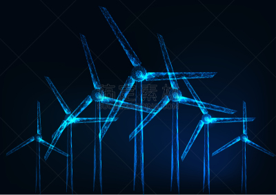 农场,未来,风车,低的,蓝色背景,暗色,活力,数字化显示,瑞典,风
