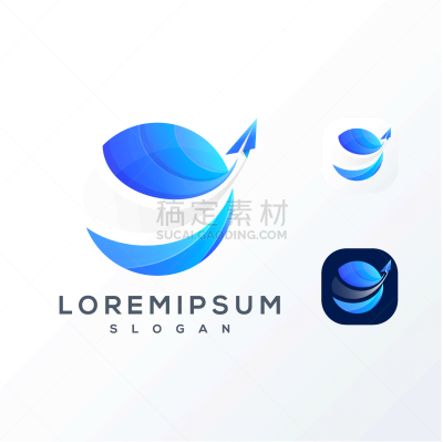 blue paper airplane travel logo design ready to