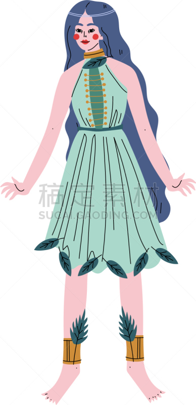 女孩,自然美,小精灵,青绿色,仙女,森林,头发,公主,女人,绿色