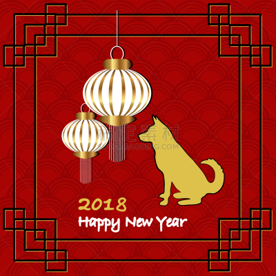 春节,亚洲,华丽的,传统,红色,灯笼,黄金,狗,问候,算命