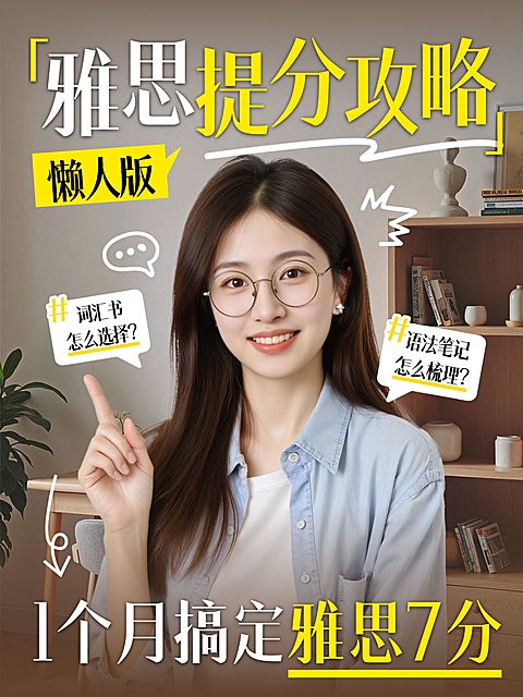 教育培训学历教育雅思提分攻略分享人像小红书封面