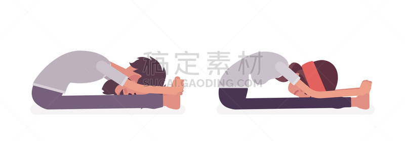 女人,男人,瑜伽,瑜珈,前锋,青年人,专心,坐,弯腰