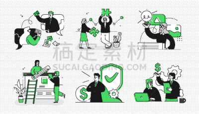女人,绘画插图,卡通,办公室,脑风暴,轮廓,男人,矢量,讨论,捆