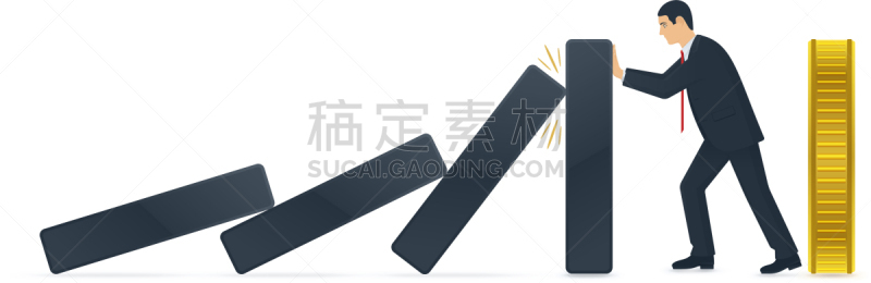 男商人,努力,多米诺效应,商务,风险,策略,平衡,模板,停止
