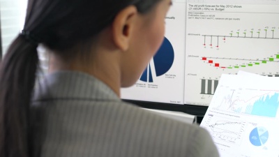 财务分析师看到图表和图表