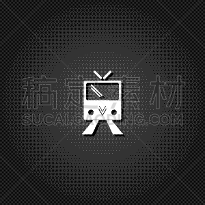 有轨电车,计算机图标,平坦的,分离着色,欧洲,手摇车,汽车,交通,简单,图像