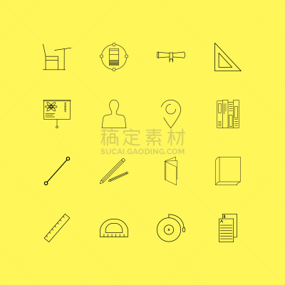 轮廓,直的,图标集,计算机图标,书,矢量,铅笔,网络服务器,三角板,教育