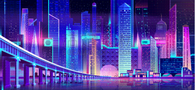 城市,夜晚,水,霓虹灯,海湾大桥,波兰,技术,复古风格,水面,现代