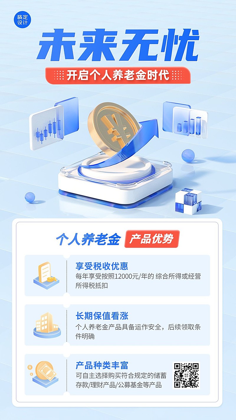 金融个人养老金产品解读知识科普3D手机海报套装