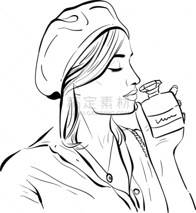 可爱的,女人,自然美,香水瓶,青年女人,摆拍,裤子,嘴唇,头发,绘制