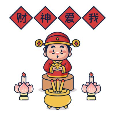 春节趣味拜财神朋友圈方形海报