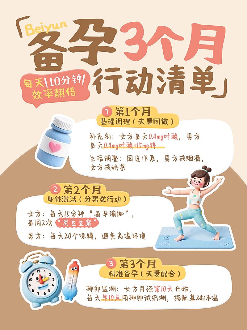 母婴育儿孕产备孕行动指南可爱风小红书配图