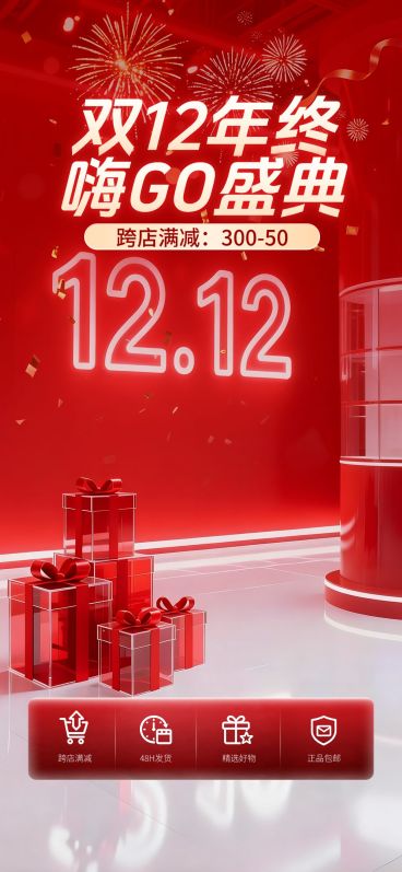 双十二双12促销活动通用促销感直播贴片预览效果
