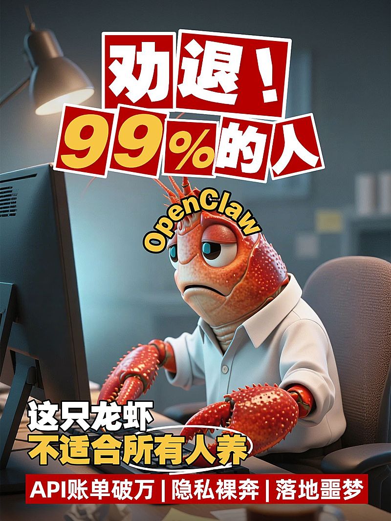 Openclaw养龙虾避坑科普指南大字小红书封面