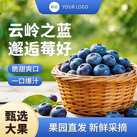 蓝莓生鲜水果电商零售主图