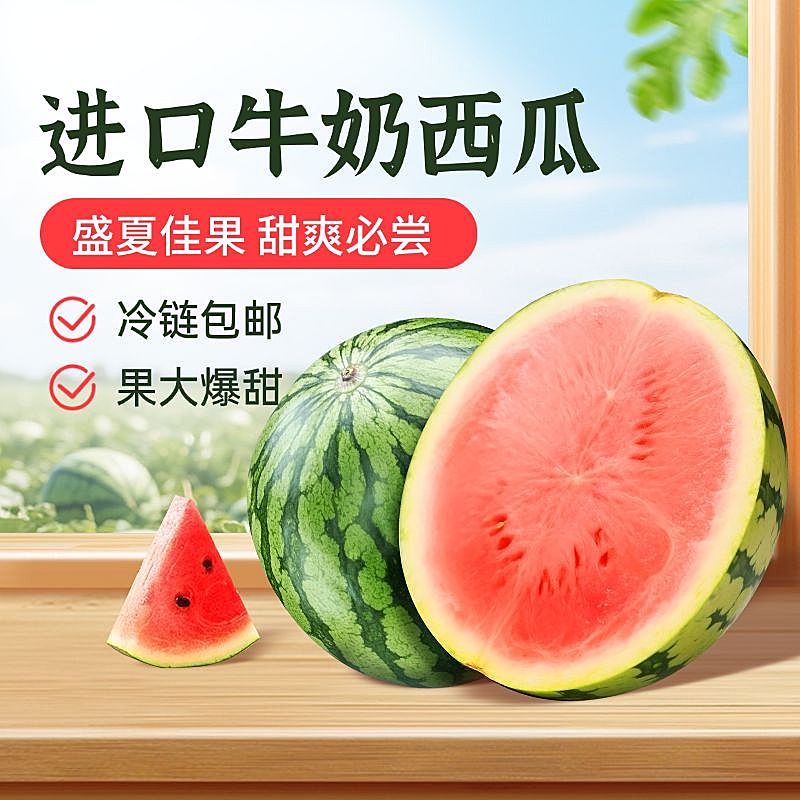 夏季生鲜水果西瓜窗台商品主图AIGC