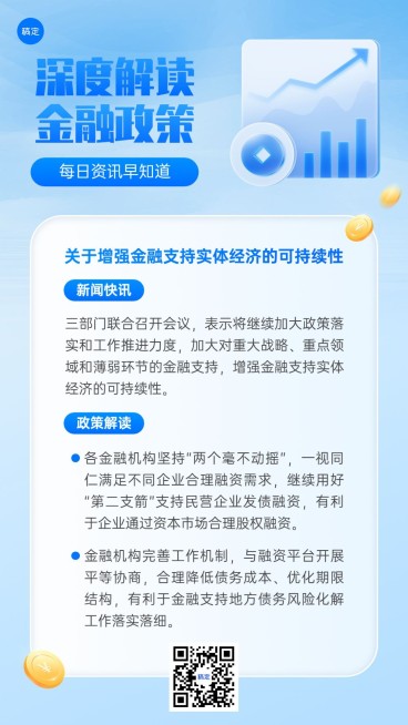 金融政策资讯解读知识科普轻拟物风手机海报预览效果