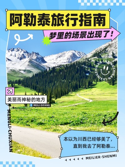 旅游攻略景点图框排版大字套装小红书封面