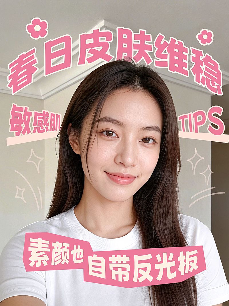美妆美容春日皮肤维稳攻略指南人像小红书封面