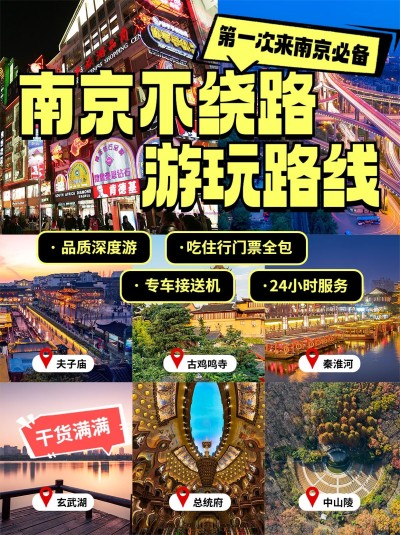 旅游出行线路营销拼图宫格花字小红书封面