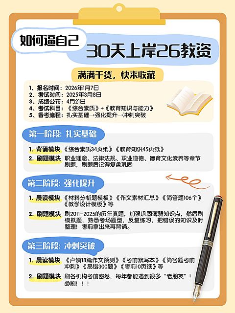 教育教资攻略指南手帐风小红书配图aigc