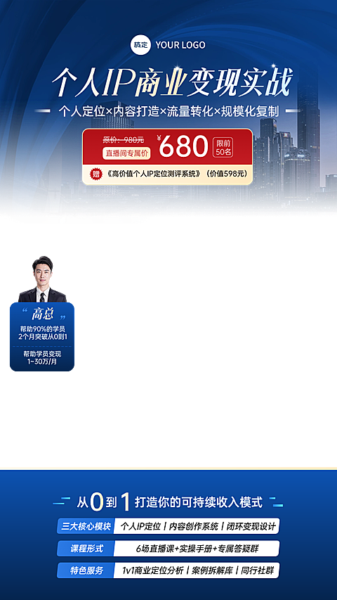 技能知识付费教育培训商业变现直播贴片组合AIGC