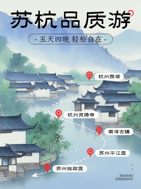 旅游攻略路线图中国风小红书封面AIGC预览效果