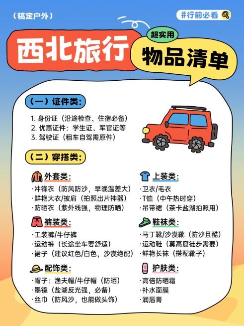 旅游出行出行物品必带小红书配图预览效果