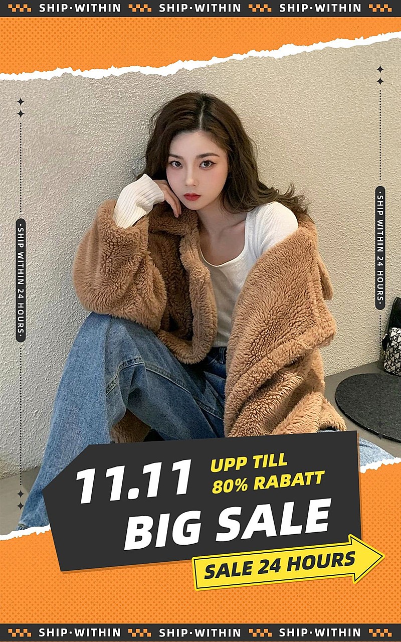 撕纸风双11跨境电商服装女装电商竖版海报