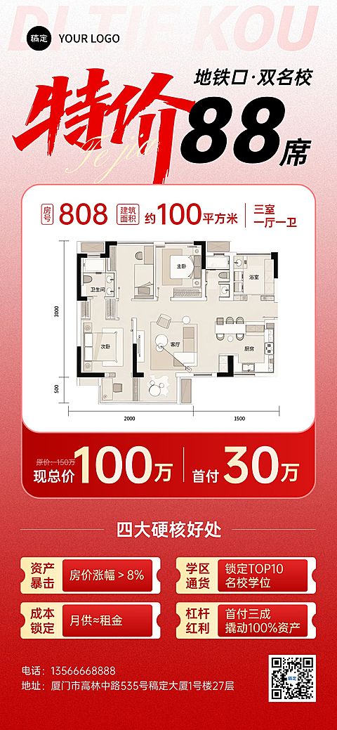 房地产营销宣传户型图全屏海报AIGC
