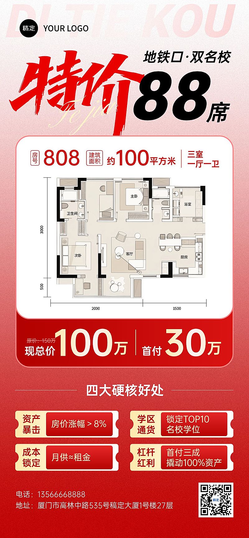 房地产营销宣传户型图全屏海报AIGC