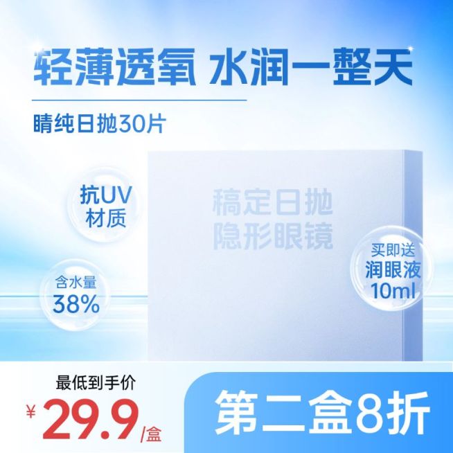 蓝色洗护用品隐形眼镜商品主图AIGC预览效果