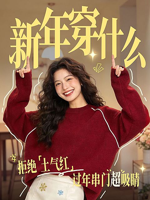 新年穿搭攻略分享人像小红书封面