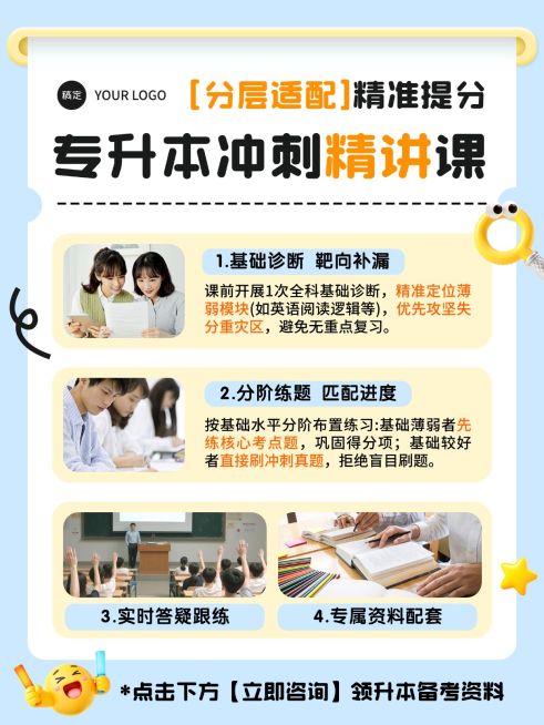 教育培训学历教育专升本招生引流课程介绍小红书配图预览效果