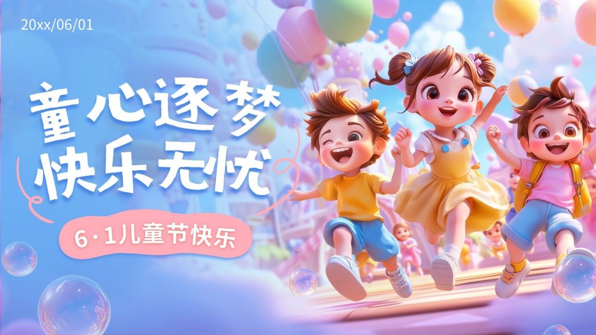 儿童节节日祝福趣味感公众号首图AIGC预览效果