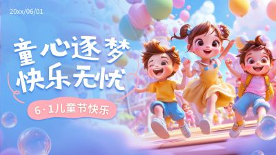 儿童节节日祝福趣味感公众号首图AIGC