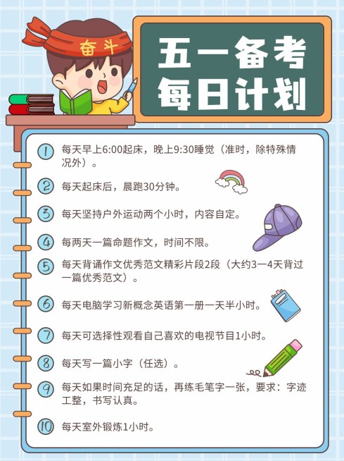 五一劳动节小长假备考攻略小红书配图预览效果