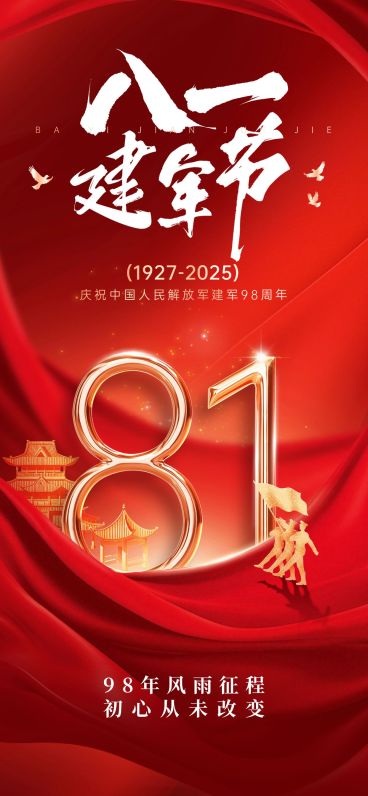 建军节节日祝福政务感公众号首图预览效果