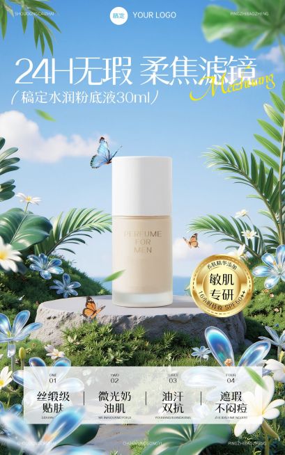 美容美妆产品营销展示电商竖版海报AIGC预览效果