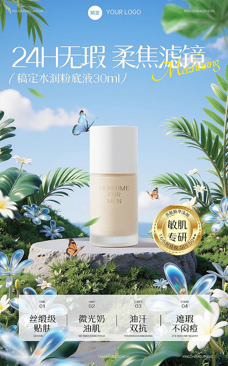 美容美妆产品营销展示电商竖版海报AIGC