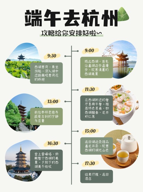 端午节旅游攻略手帐风实景配图小红书配图预览效果