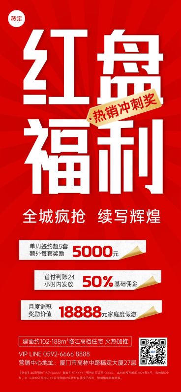 红色大字营销地产行业激励方案全屏手机海报预览效果