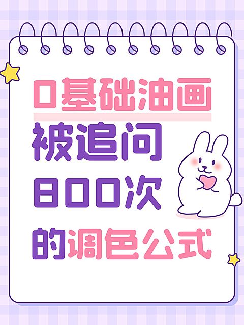 绘画油画攻略科普指南分享可爱趣味插画风小红书封面