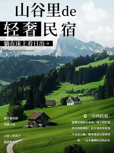 旅行民宿酒店软营销小红书封面aigc